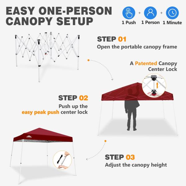 x10 Slant Leg Pop Up Canopy Tent Burgundy
