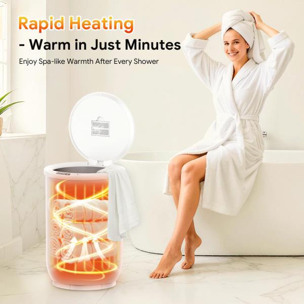 Towel Warmer Bucket 20L Large Capacity for Oversized Towels and Blankets White