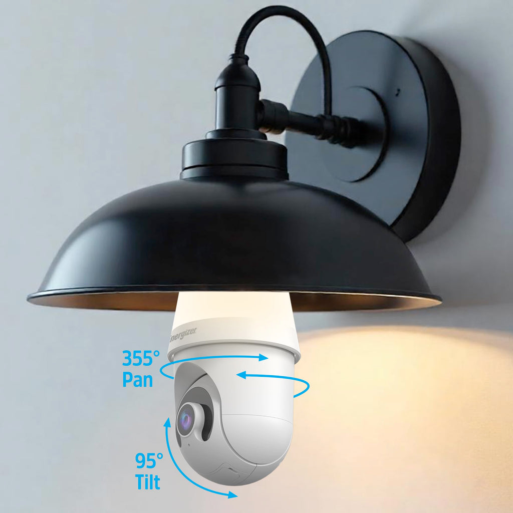 New Energizer Smart 2K Light Bulb Camera - PanTilt Auto Tracking 1000 Lumens LED
