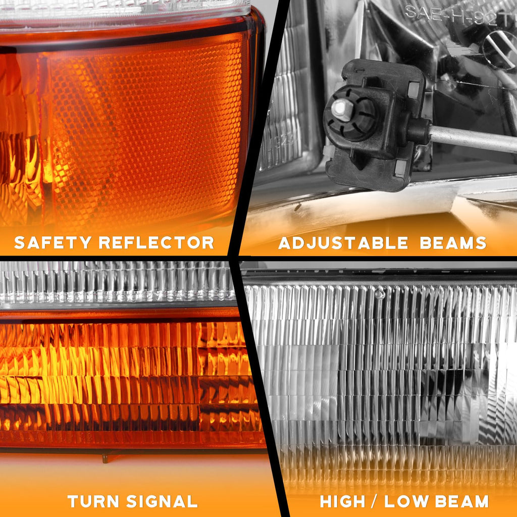 New Open-Box WEELMOTO Headlights for 92-97 Ford F-150Bronco Clear Lens DOT