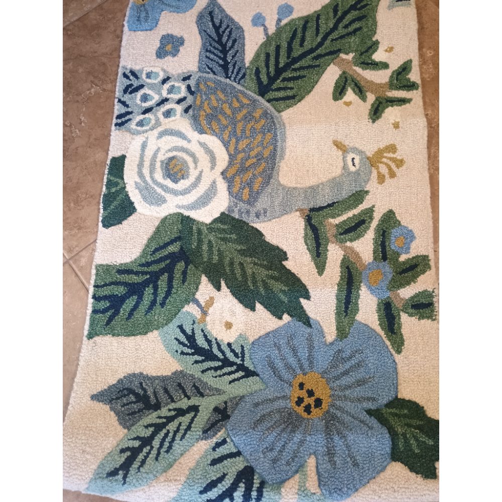 Bahive 11347 Multi-color Peacock Floral Rug 23.5 x 45 in