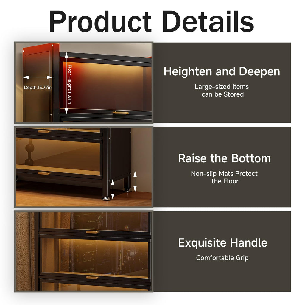 Black 4-Tier Display Cabinet Open Box New Retail $120