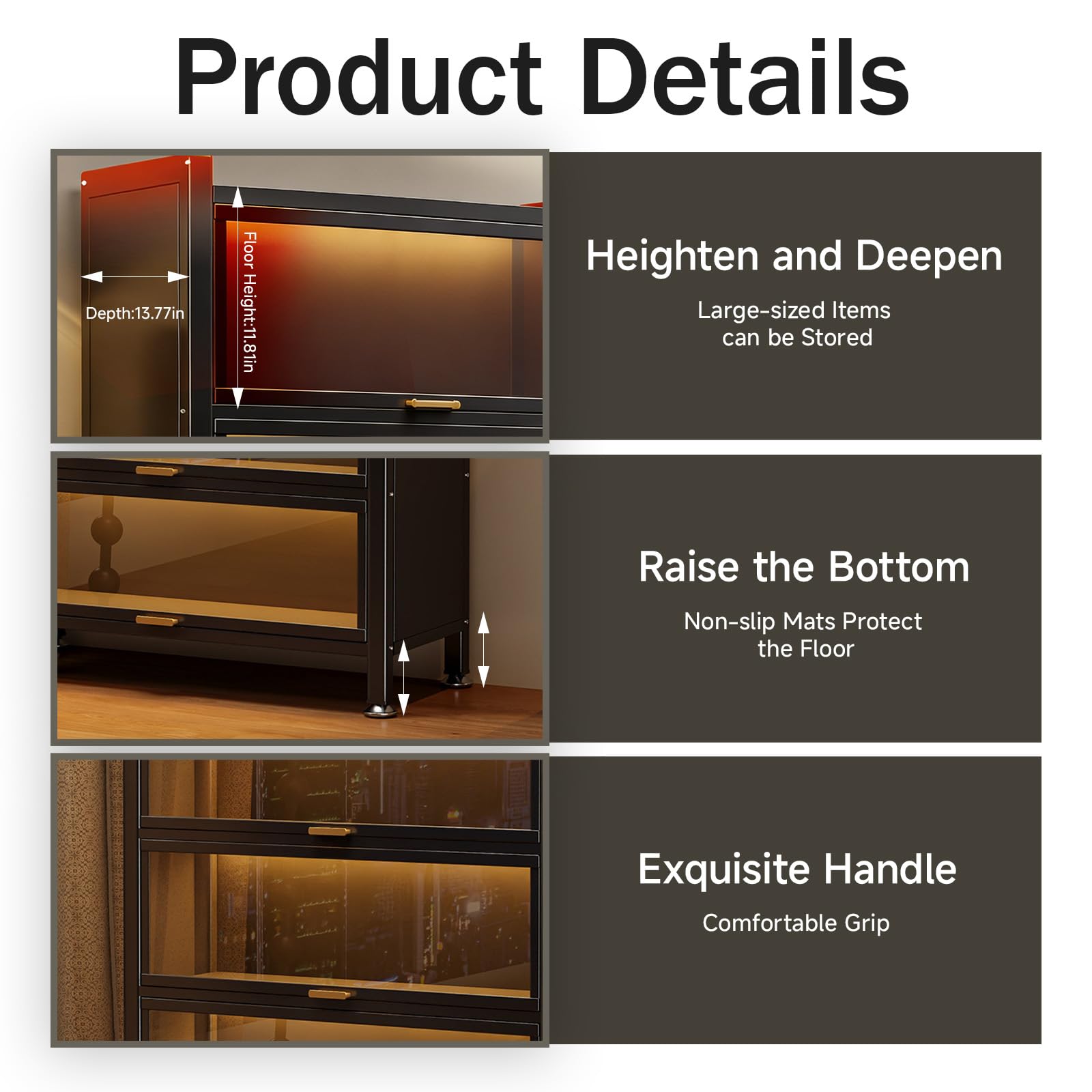Black 4-Tier Display Cabinet Open Box New Retail $120
