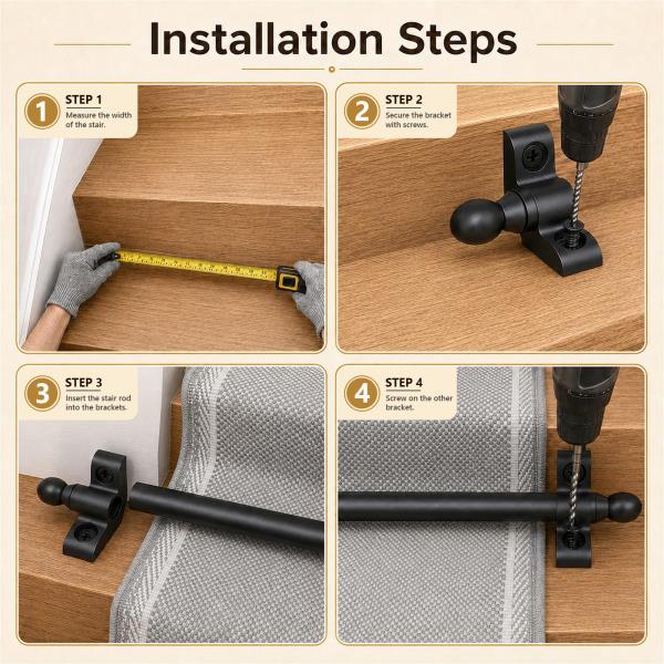 VAYODA Stair Rods for Runner Up to 32" Wide, 1 Pack Stair Carpet Rods Retail $31.00