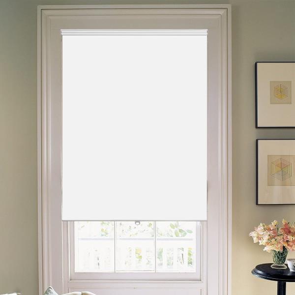 White Fabric Cordless Blackout Roller Shade 35 x 75 for Window