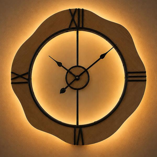 24-Inch Wall Clock with Sound Activated Night Light and Roman Numerals