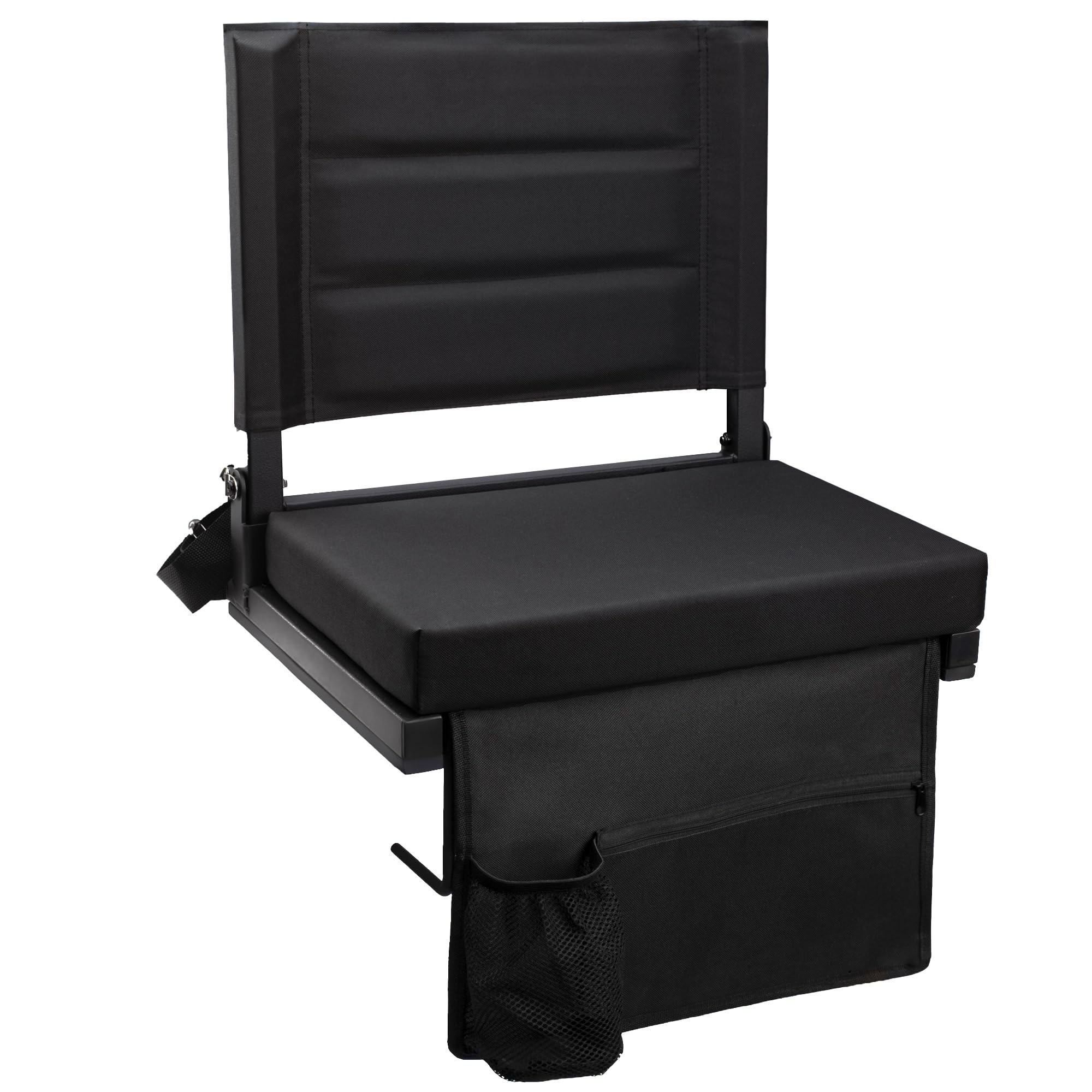 Black Portable Stadium Seat Cushion with Back Support
