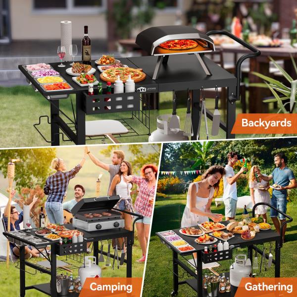 Outdoor Pizza Oven Table Stand Grill Cart 39.7L x 27.55W x 35.8H