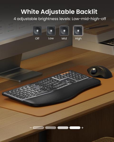 ProtoArc EK01 Plus Backlit Bluetooth Ergonomic Keyboard, Full Size, Black Retail $74.00