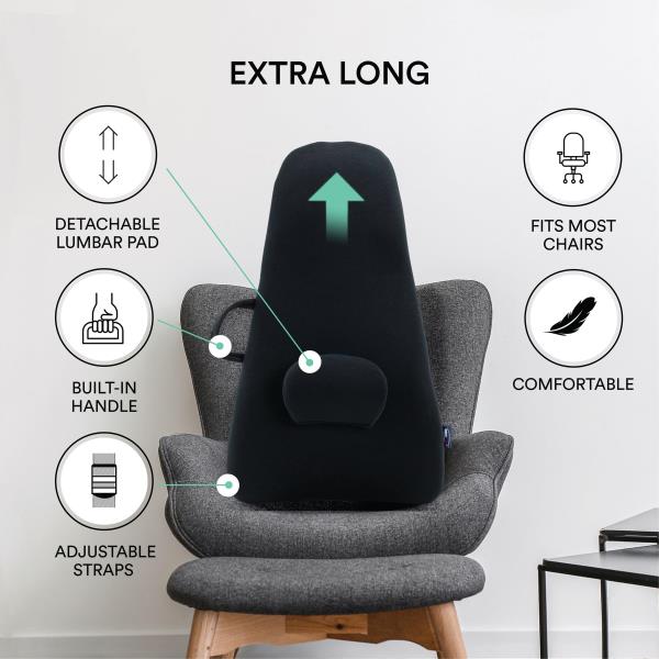 ObusForme Highback Backrest Support - Extra Tall Padded Seat Cushion and Lumbar Support Pillow, Portable Posture Support with Soft and Durable Foam Retail $79.00
