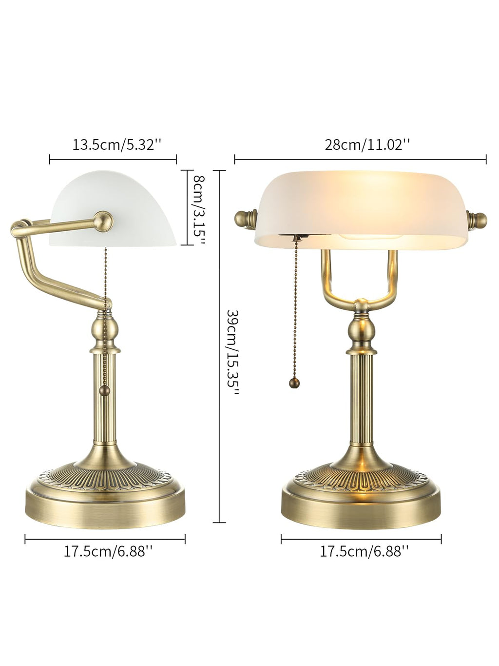 Open-Box New Newrays Glass Bankers Desk Lamp - Matted White-Green Bronze