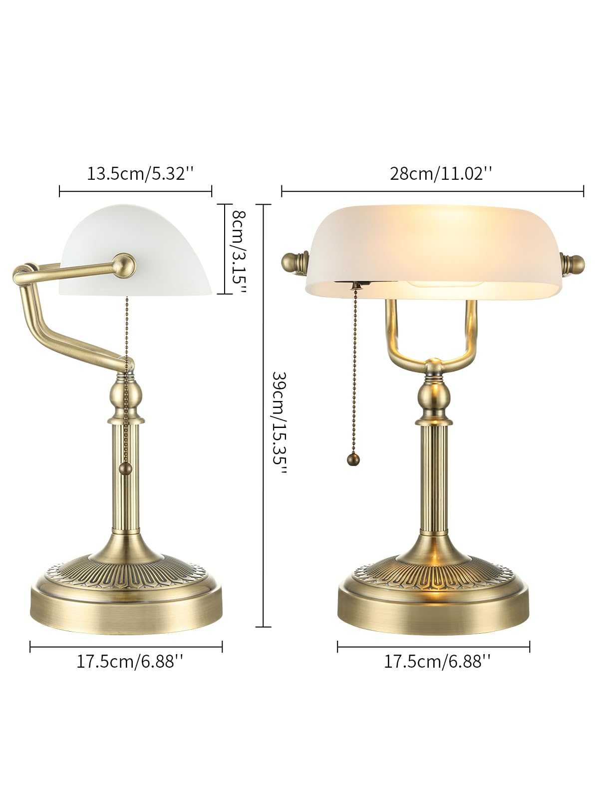 Open-Box New Newrays Glass Bankers Desk Lamp - Matted White-Green Bronze