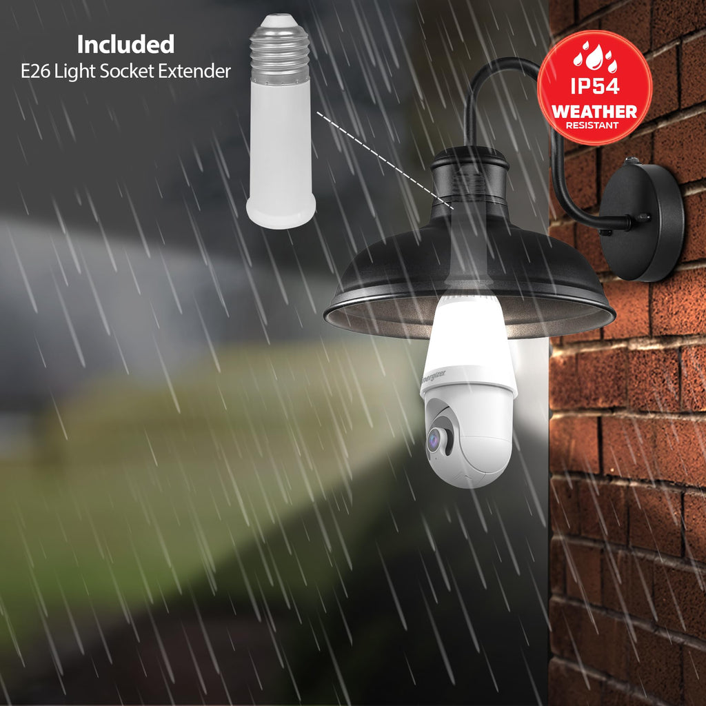 New Energizer Smart 2K Light Bulb Camera - PanTilt Auto Tracking 1000 Lumens LED