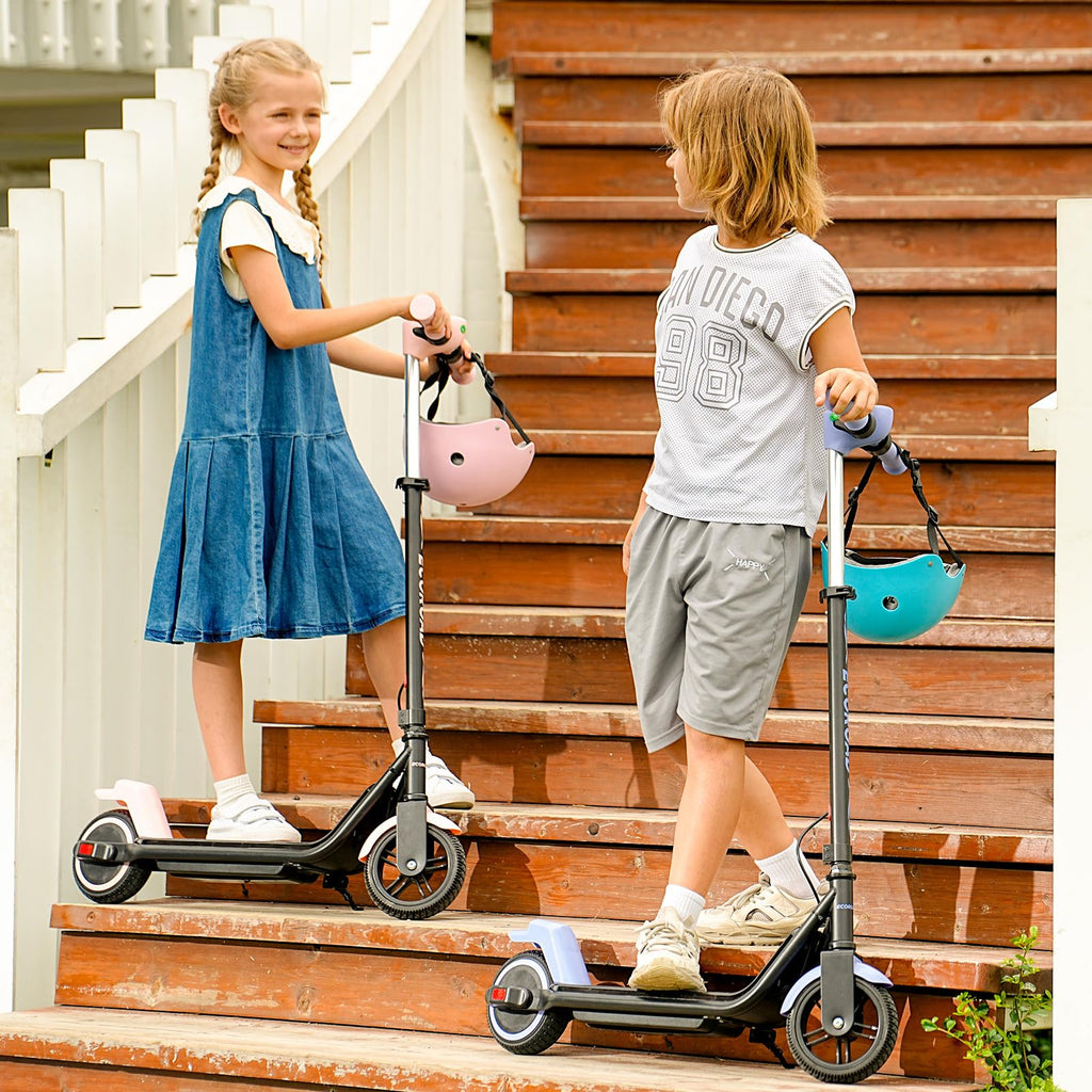 Kids Electric Scooter Black Adjustable Height LED Lights