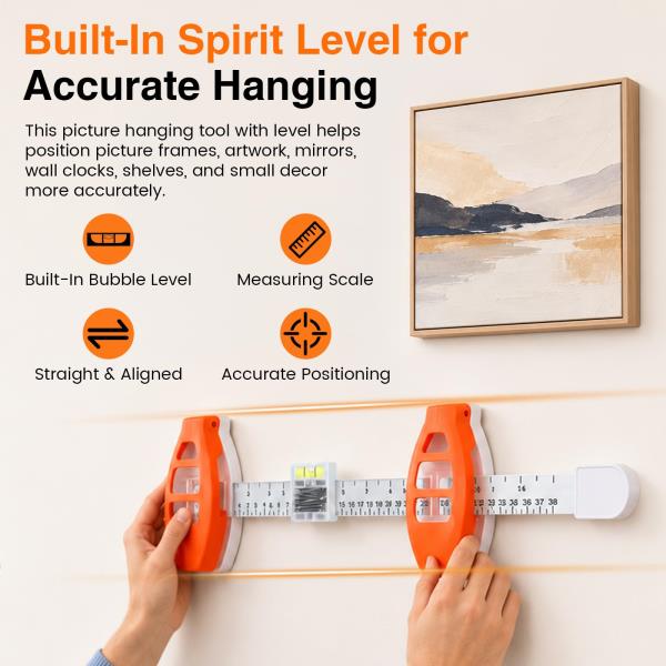 Picture Hanging Tool with Level for Small Frames 15 in 50 Nails