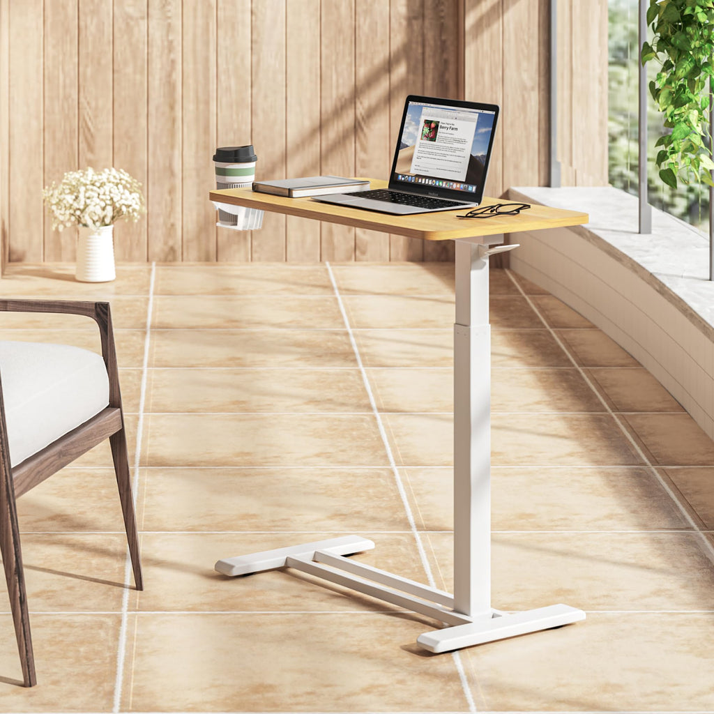 Maple Adjustable Portable Rolling Overbed Table