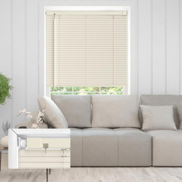 No Drill Mini Horizontal Window Blinds  Shades 35 Wx48 H Cream