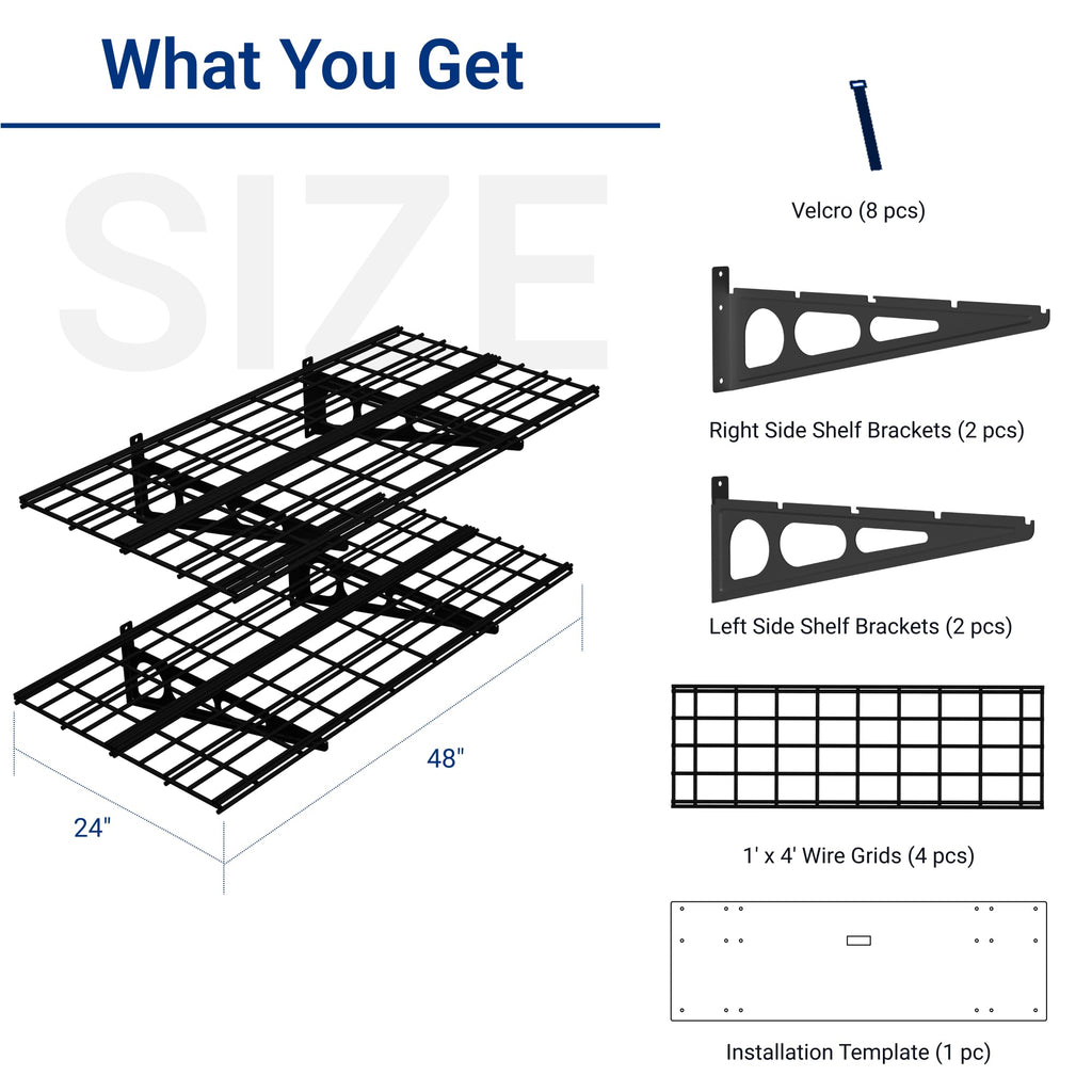 Open-Box New FLEXIMOUNTS 2-Pack 2x4ft Heavy-Duty Wall Shelves with 600 lbs Total Capacity Retail $89.99