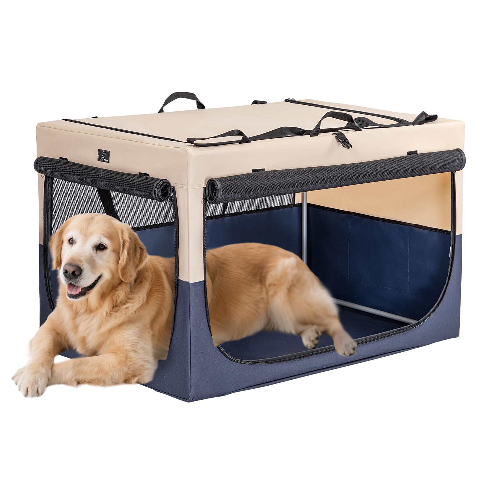 Open-Box New A 4 Pet 40 Collapsible Soft Dog Crate BlueBeige for Medium-Large Dogs Retail $71.00