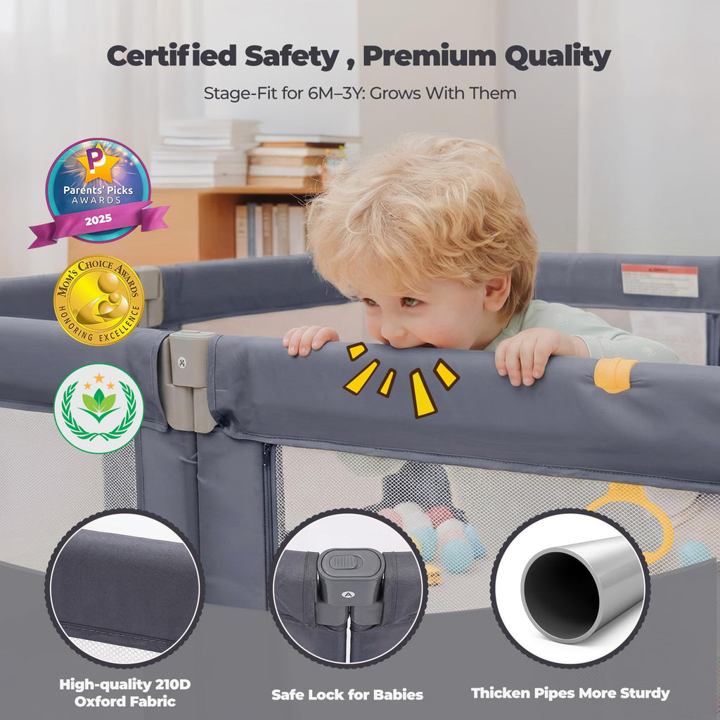 Extra Large Foldable Baby Playpen BP180 71x69 Grey