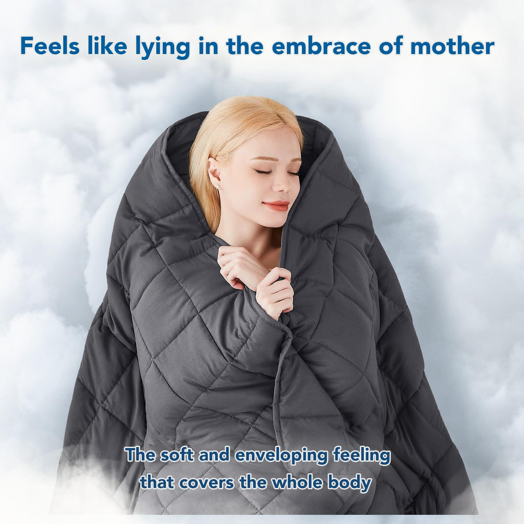 Adult 20lb Weighted Blanket 60x80 Queen Dark Grey Cooling Microfiber Glass Beads