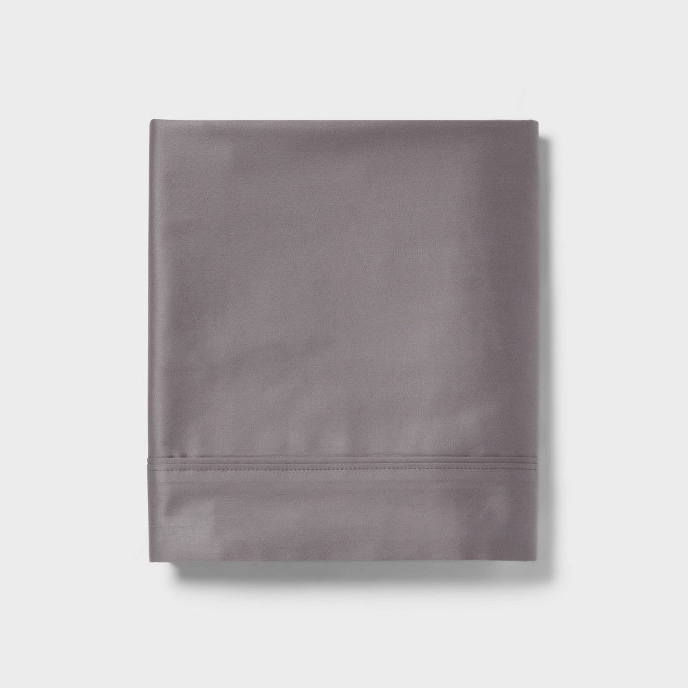 Threshold Twin 400-Thread Count Cotton Sateen Performance Flat Sheet Dark Gray