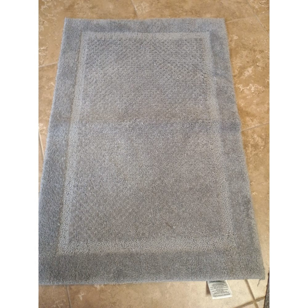Set of 2 Gray Plush Absorbent Non-Slip Bath Mat Rug