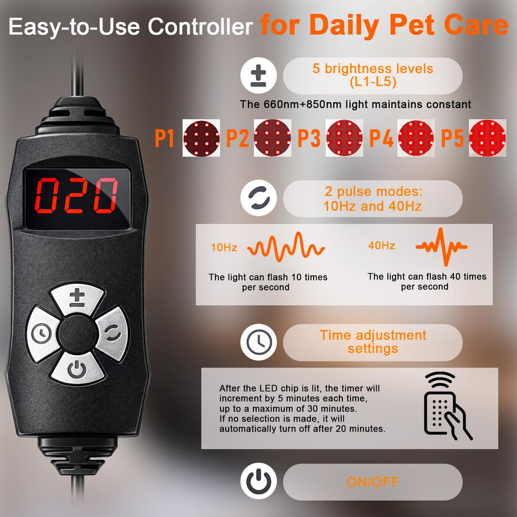 Red Light Therapy Mat for Dogs 23.6x39.4in 360 LED 660nm880nm Timer