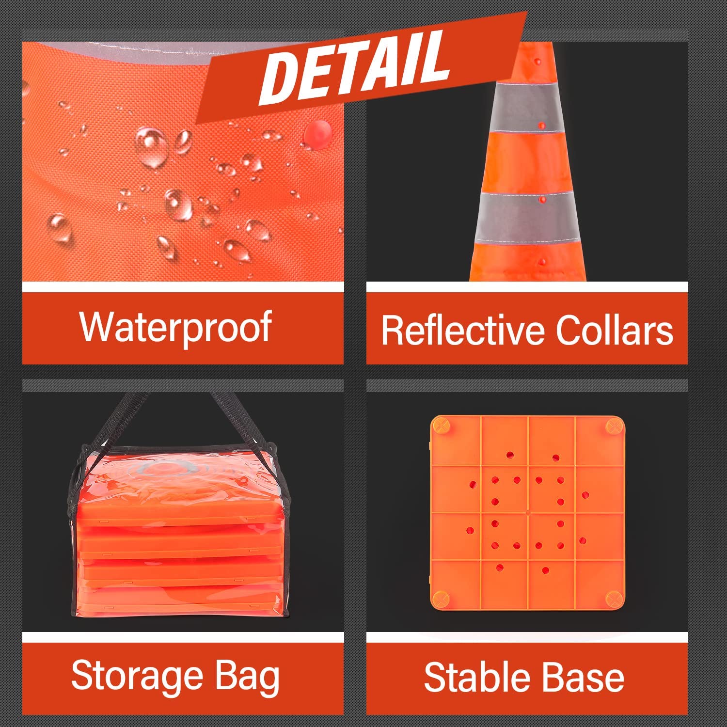Open-Box New RoadHero 28 Collapsible Traffic Safety Cones with Reflective Collar 4-Pack Retail $44.00