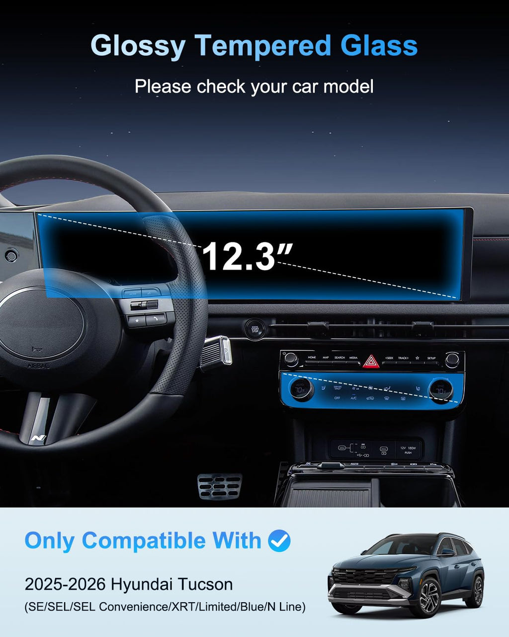 Screen Protector for 2025-2026 Tucson 12.3 NavigationAC