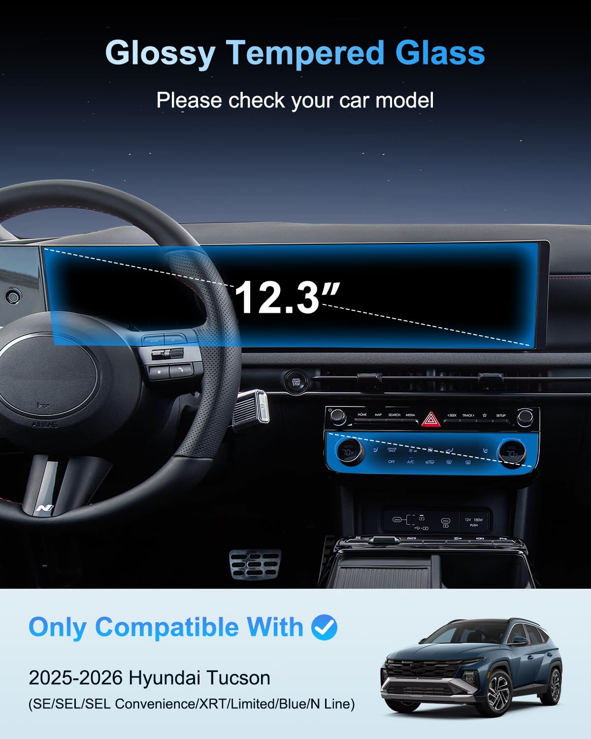 Screen Protector for 2025-2026 Tucson 12.3 NavigationAC
