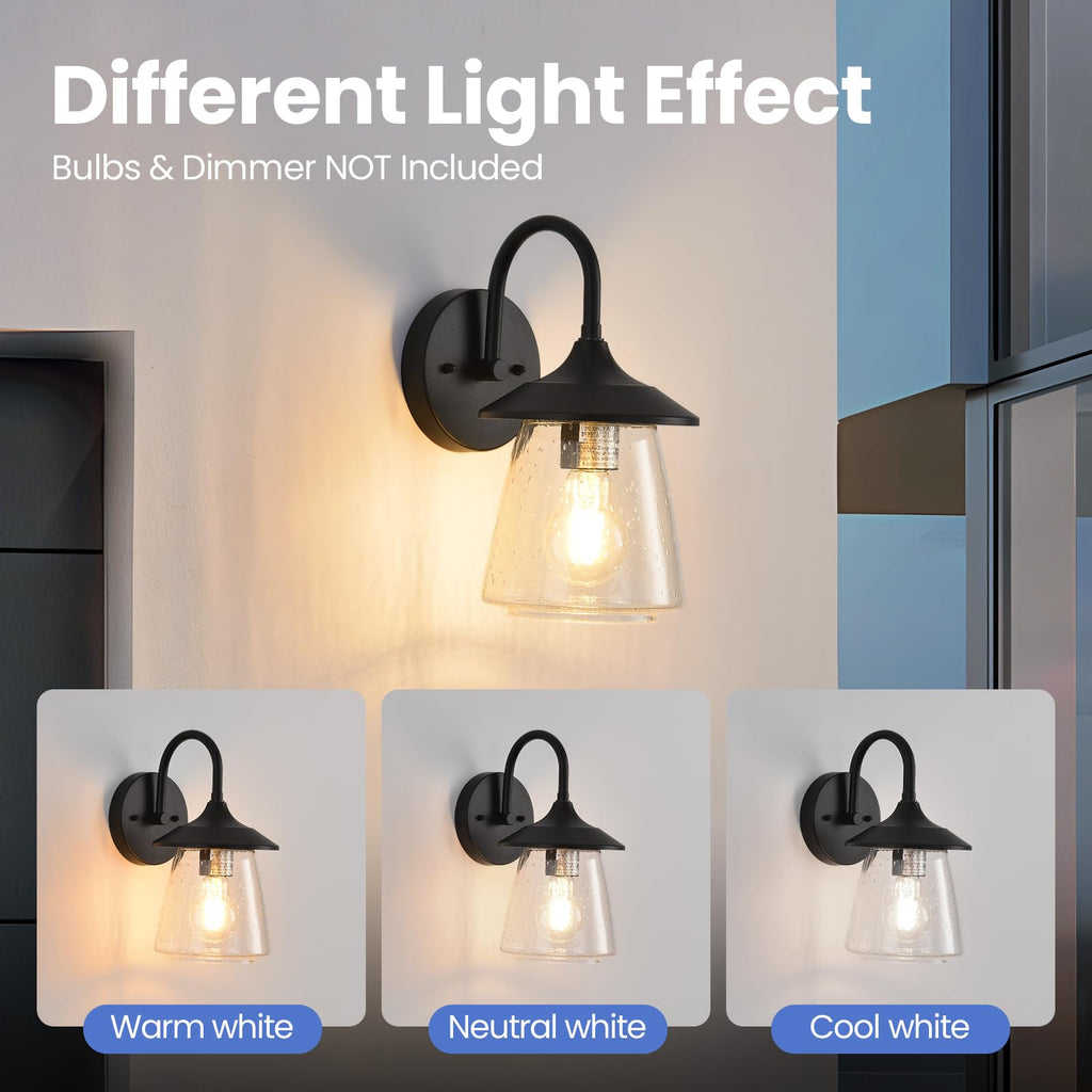New As-Is Smeike Outdoor Wall Sconce - Waterproof Bubble Glass Matte Black 2-Pack Retail $69.00