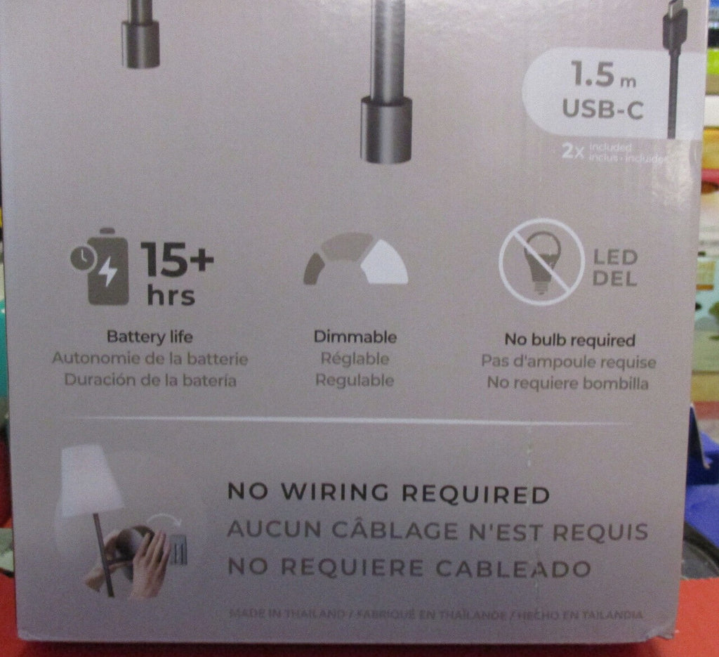 New As-Is Globe Wireless Rechargeable LED Integrated Wall Sconce - 2-Pack Matte Black Retail $41.00