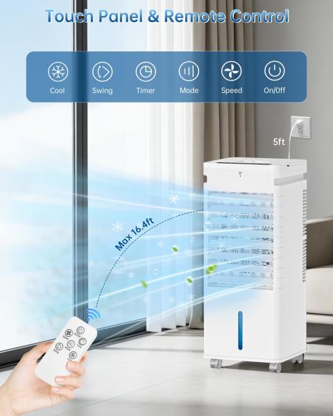 Portable Air Conditioners, Swamp Cooler Portable AC Unit for Room, Windowless Cooling Fan That Blow Cold Air w/Remote 5L Tank 12 Speeds 9H Timer, Evaporative Air Cooler for Bedroom Garage (White) Retail $92.00