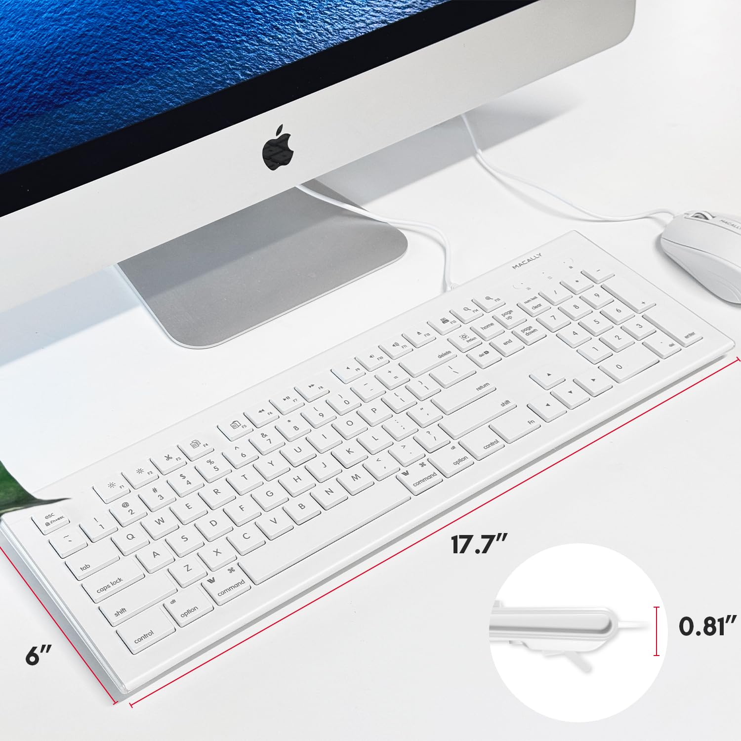 Open-Box New Macally Full Size USB Wired Keyboard with 15 Shortcut Keys for MacPC - Computer Keyboard Retail $24.00