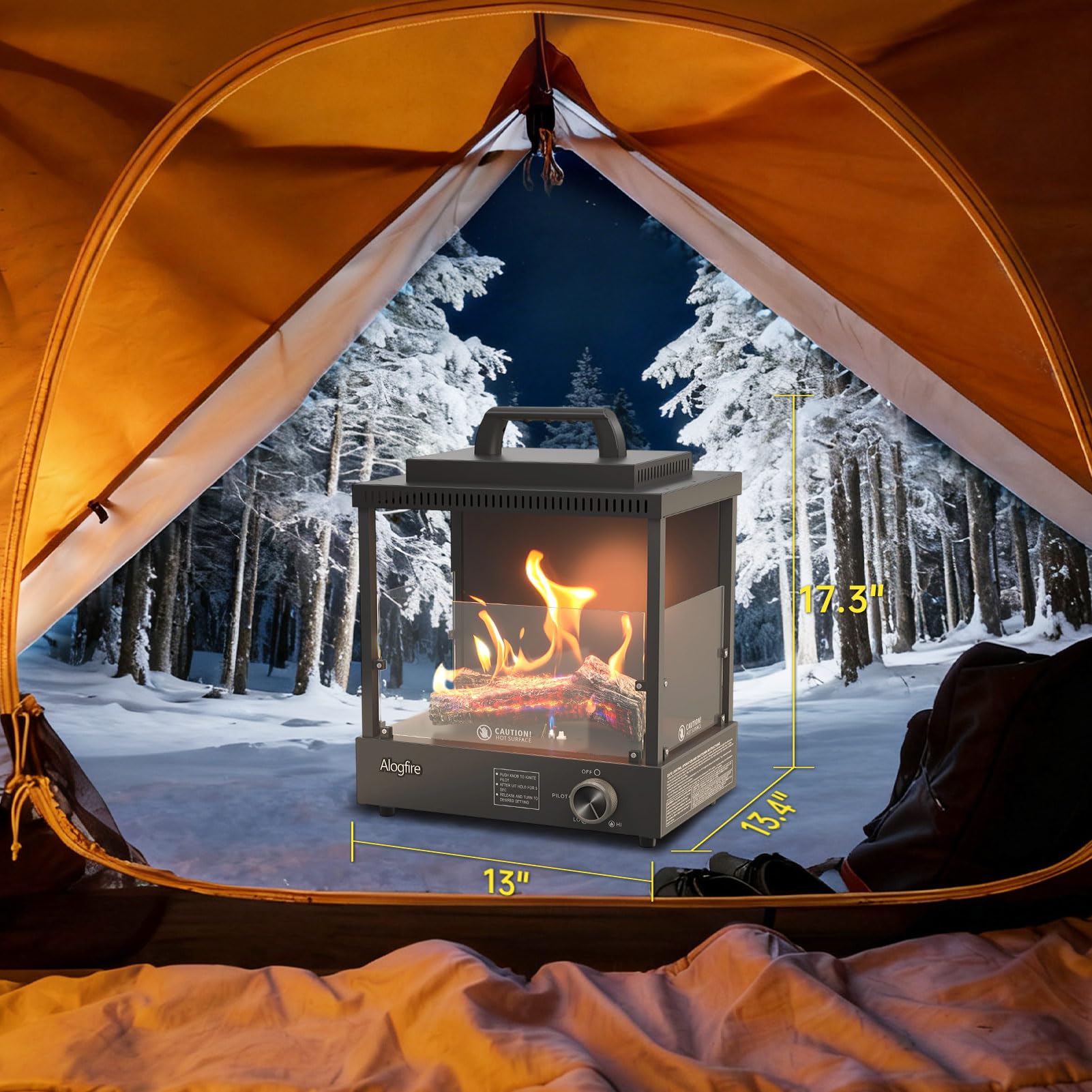Portable Tabletop Propane Gas Fire Pit 8200 BTU Black