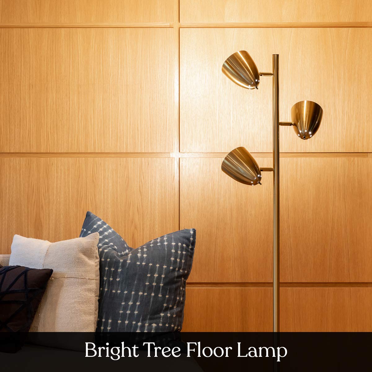 As-Is New Brightech Jacob LED Floor Lamp with Adjustable 3 Light Tree - Antique Brass Retail $99.00