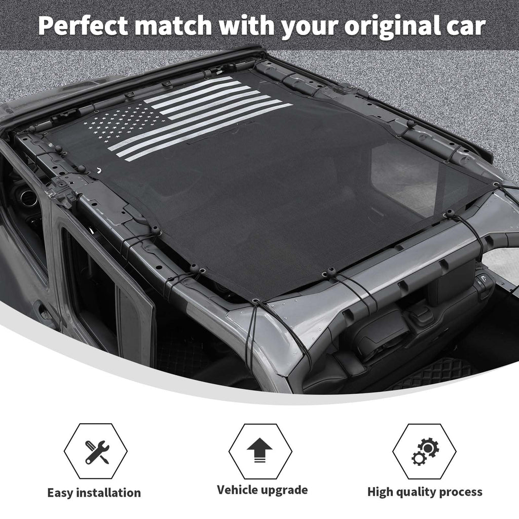 Full-Body Mesh Sun Shade Bikini Top Cover for 2018-2026 Jeep Wrangler JL 4-Door Black  White Retail $34.00