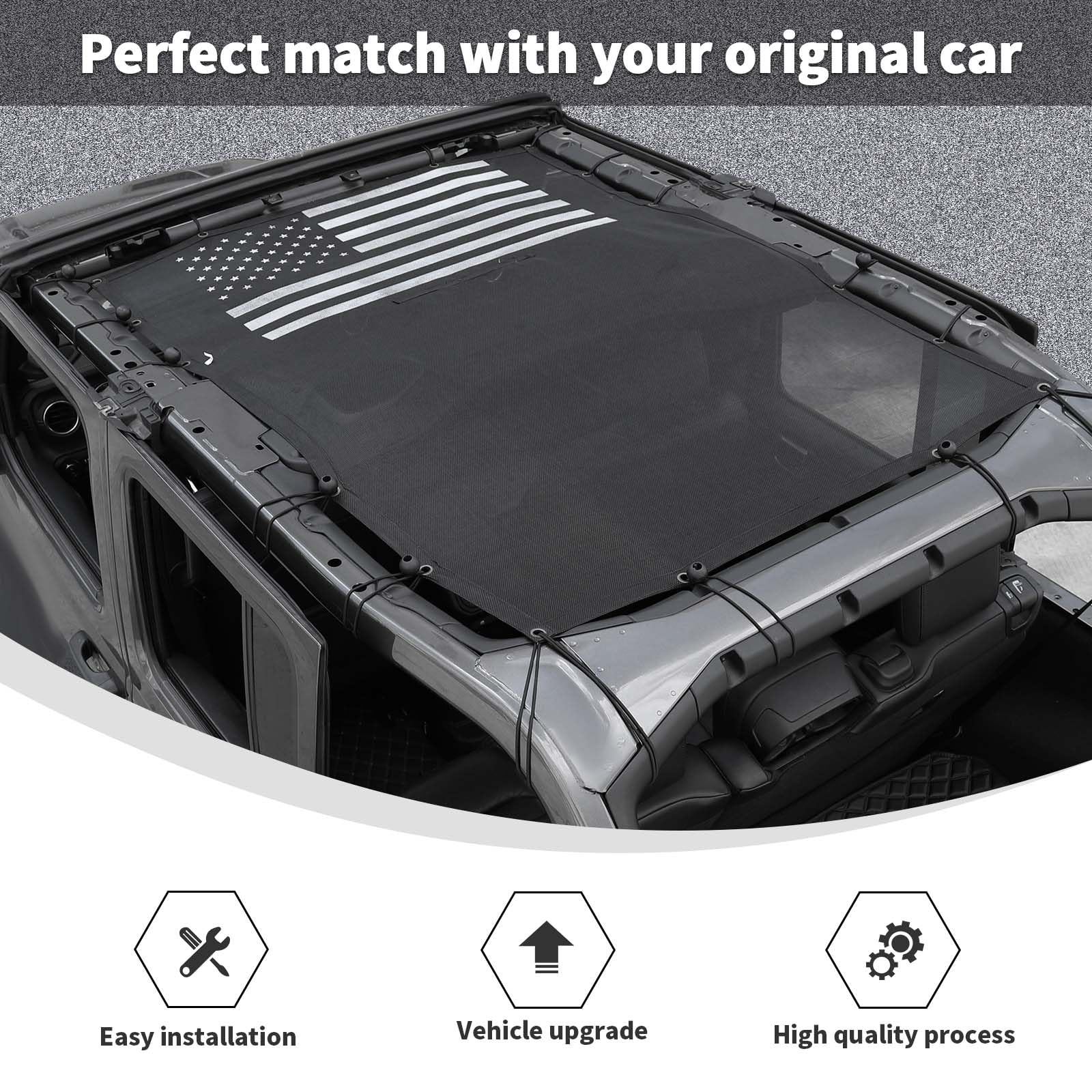 Full-Body Mesh Sun Shade Bikini Top Cover for 2018-2026 Jeep Wrangler JL 4-Door Black  White Retail $34.00