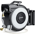 FT Retractable Garden Hose Reel Wall Mount Heavy Duty Automatic Rewind 2 Nozzles BlackCream