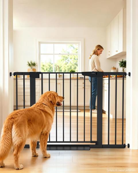 -46 Baby Gate for Stairs Auto Close Dog Gate for the House Black