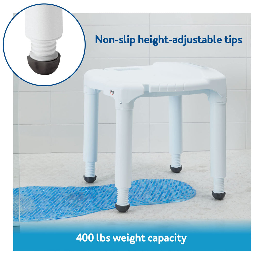 Adjustable Height Bath Shower Seat 400lb Capacity White
