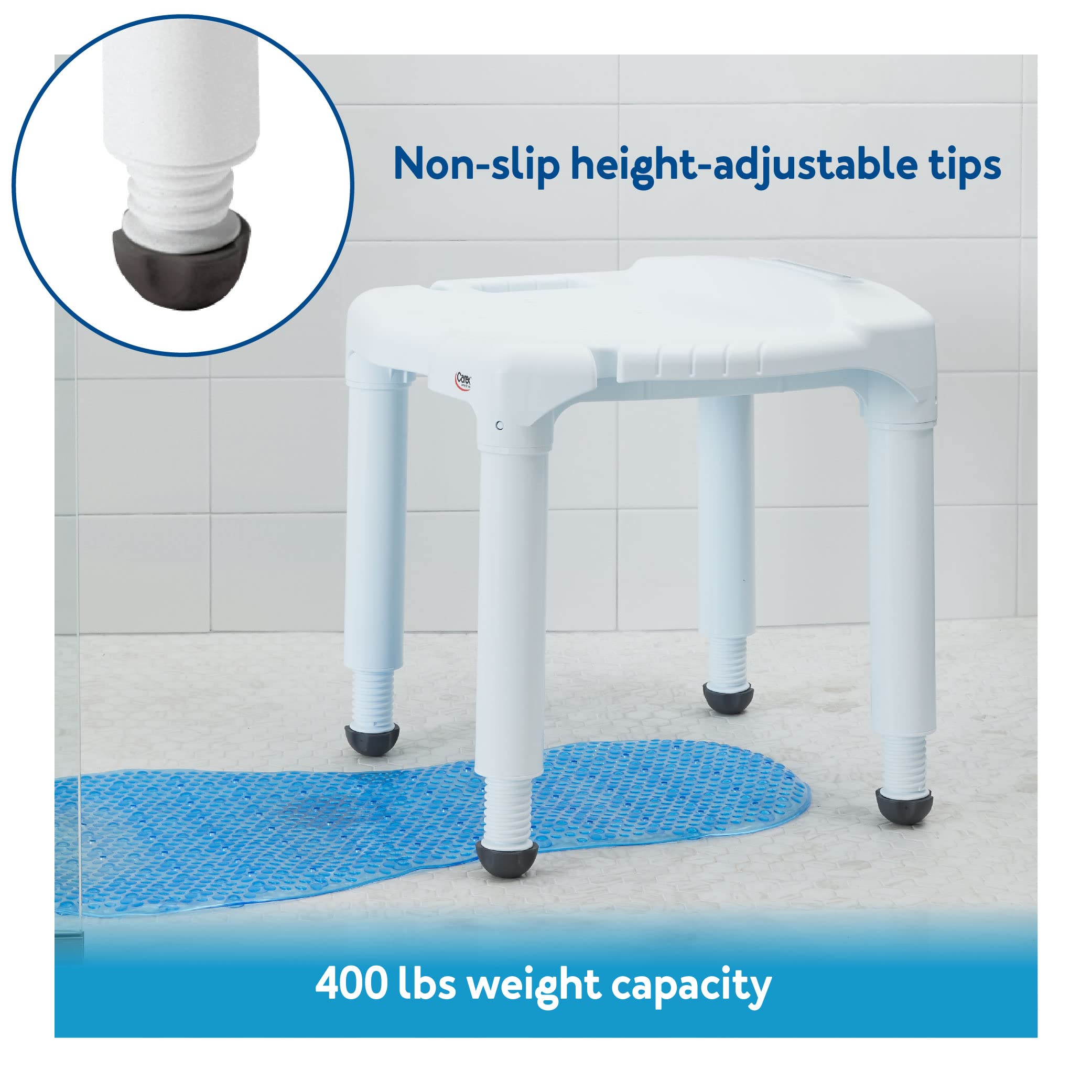 Adjustable Height Bath Shower Seat 400lb Capacity White