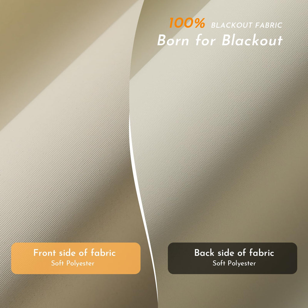 Beige Cordless Blackout Roller Shades 34.5W x 64H with Valance Thermal Insulated Free-Stop Retail $54.00