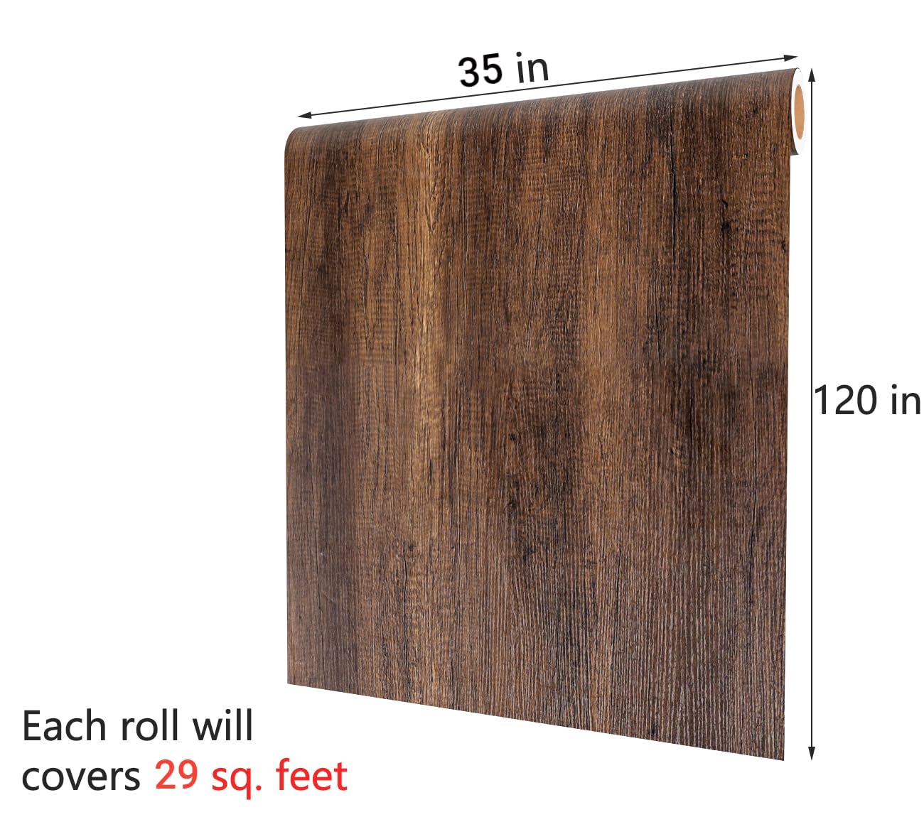 Brown Wood Grain Peel  Stick Contact Paper Wallpaper 35x120 Waterproof