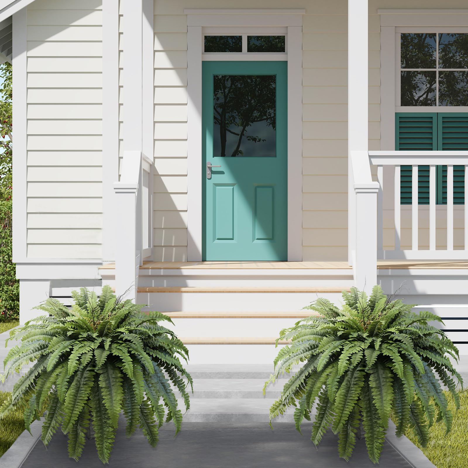 Galebeiren 50" Fake Ferns Artificial Plants Large, 98 Fronds Artificial Ferns for Outdoors and Indoors, Suitable for Planter Garden Porch Office Decor Retail $41.00