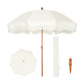 ft Creamy White Patio Beach Umbrella with Fringe Design Sand Anchor