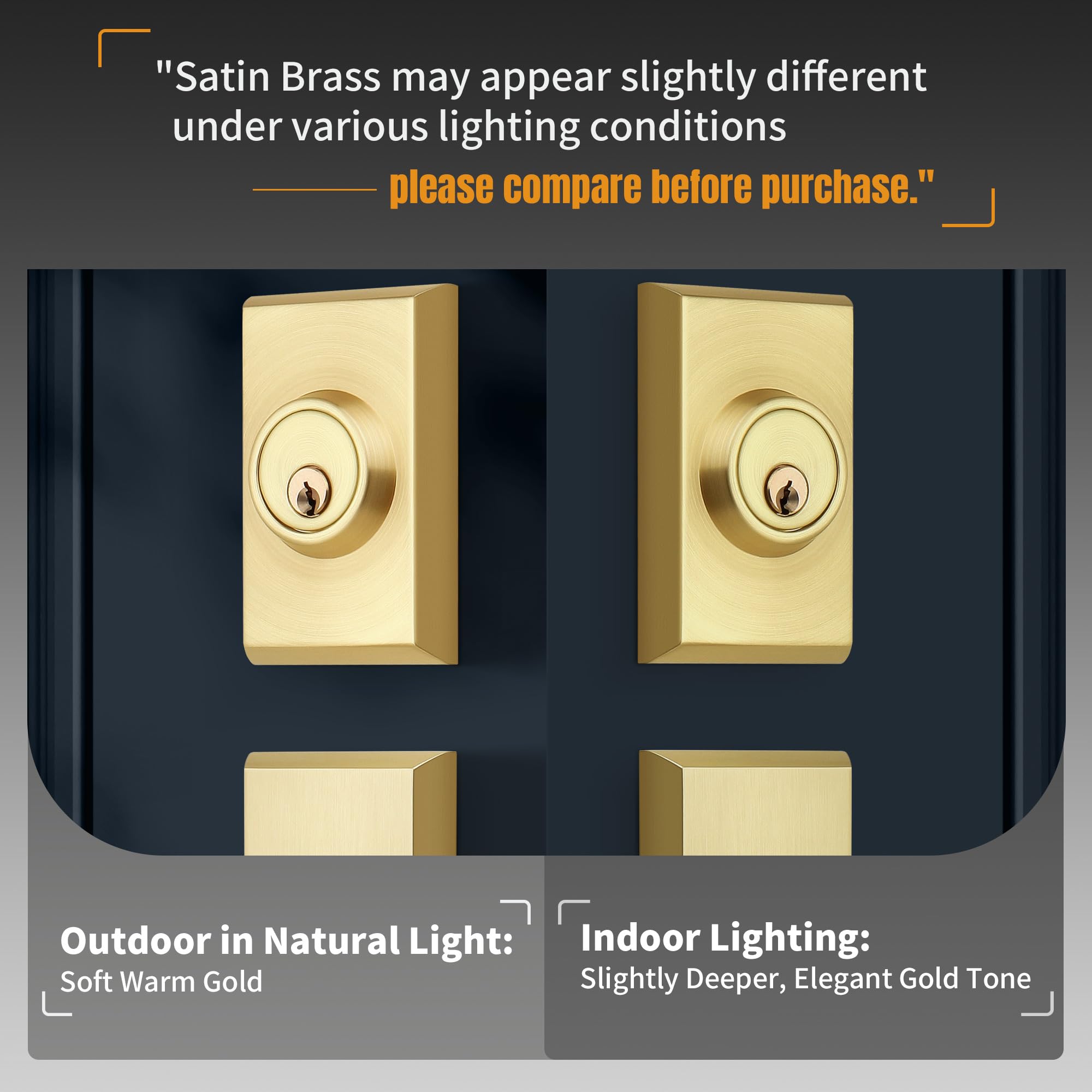 Open-Box New Gaurqiah Heavy Duty Double Front Door Lock Set with Deadbolt - Satin Brass