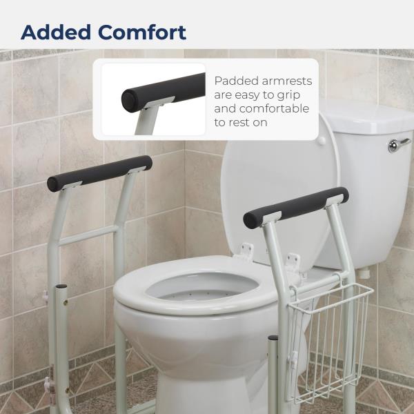 Drive Medical Freestanding Toilet Safety Frame Grab Bar Rail White