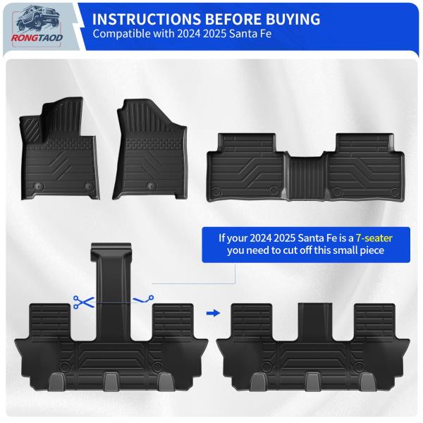 PCS Floor Mats Set for 2024-2026 Hyundai Santa Fe Cargo and Backrest Mats